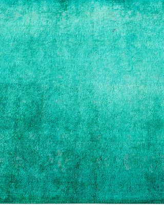 Contemporary Hand-Knotted Overdyed Green Runner 2' 7" x 9' 3"