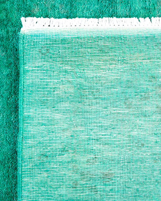 Contemporary Hand-Knotted Overdyed Green Runner 2' 7" x 9' 3"