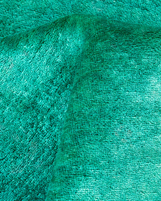 Contemporary Hand-Knotted Overdyed Green Runner 2' 7" x 9' 3"