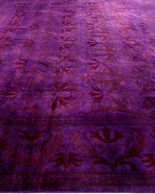Contemporary Hand Knotted Overdyed Purple Area Rug 8' 10" x 10' 9"