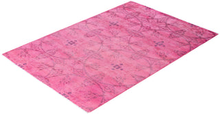 Overdyed Hand-Knotted Wool Modern-Contemporary Pink Area Rug 4' 1" x 6' 1"