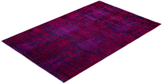 Overdyed Hand-Knotted Wool Modern-Contemporary Purple Area Rug 4' 0" x 6' 4"