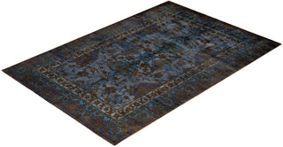 Modern Overdyed Hand Knotted Wool Blue Area Rug 6' 1" x 8' 10"