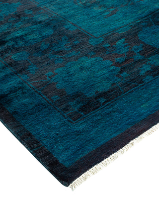 Modern Overdyed Hand Knotted Wool Navy Area Rug 9' 1" x 11' 4"