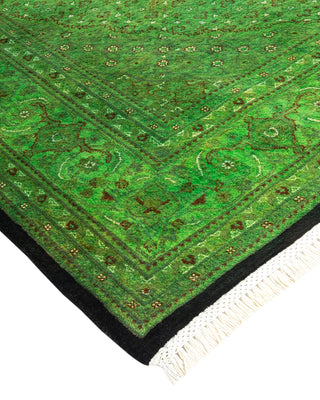Modern Overdyed Hand Knotted Wool Green Area Rug 6' 1" x 9' 3"