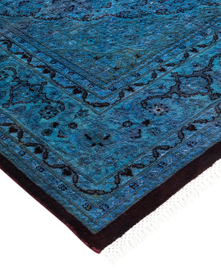 Modern Overdyed Hand Knotted Wool Blue Area Rug 6' 1" x 8' 9"