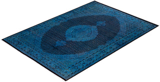 Contemporary Hand Knotted Overdyed Blue Area Rug 6' 1" x 8' 9"