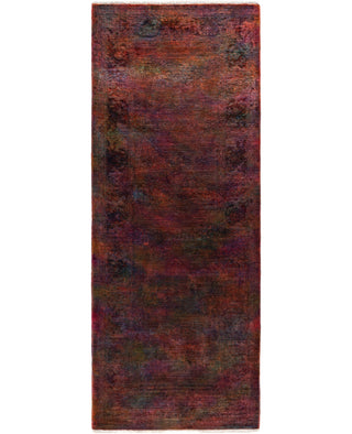 Contemporary Overdyed Wool Hand Knotted Orange Runner 3' 0" x 7' 10"