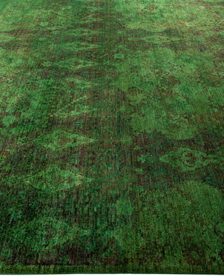 Overdyed One-of-a-Kind Wool Green Square Area Rug 12' 1" x 12' 2"