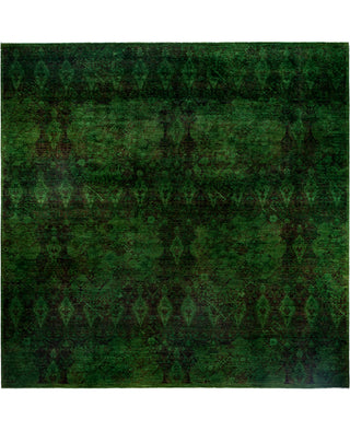 Overdyed One-of-a-Kind Wool Green Square Area Rug 12' 1" x 12' 2"