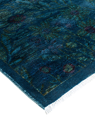 Contemporary Fine Vibrance Blue Wool Area Rug - 7' 10" x 9' 10"