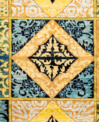 Eclectic, One-of-a-Kind Hand-Knotted Area Rug  - Green, 5' 7" x 8' 0"