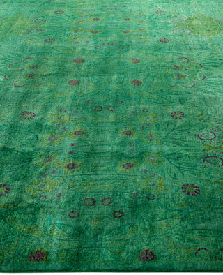 Overdyed One-of-a-Kind Wool Green Area Rug 9' 0" x 11' 5"