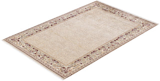 Traditional Hand Knotted Ivory Area Rug  6' 1" x 9' 1"