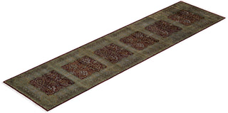 Contemporary Hand-Knotted Overdyed Red Runner 3' 2" x 12' 3"