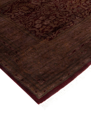 Modern Overdyed Hand Knotted Wool Brown Runner 3' 1" x 12' 3"