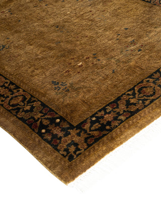Contemporary Hand Knotted Overdyed Gold Runner 2' 7" x 7' 2"