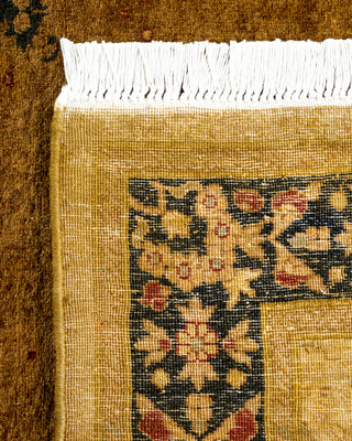 Modern Overdyed Hand Knotted Wool Gold Runner 2' 7" x 7' 2"