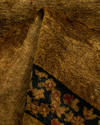 Contemporary Hand Knotted Overdyed Gold Runner 2' 7" x 7' 2"