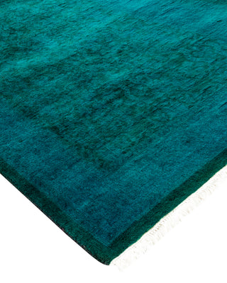 Modern Overdyed Hand Knotted Wool Blue Runner 2' 7" x 17' 9"