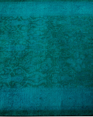 Contemporary Hand-Knotted Overdyed Blue Runner 2' 7" x 17' 9"