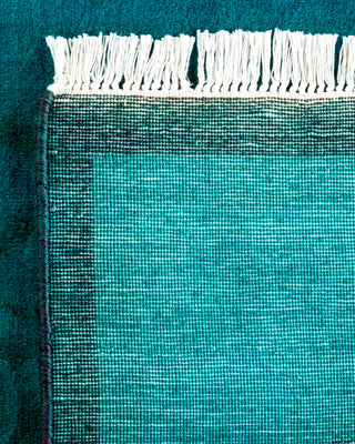 Contemporary Hand-Knotted Overdyed Blue Runner 2' 7" x 17' 9"