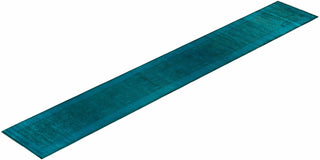 Contemporary Hand-Knotted Overdyed Blue Runner 2' 7" x 17' 9"