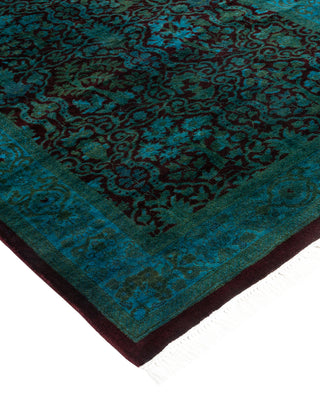 Modern Overdyed Hand Knotted Wool Black Runner 2' 7" x 8' 3"