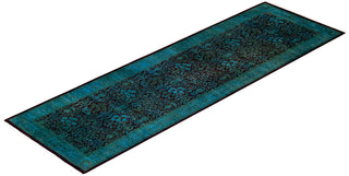 Contemporary Hand Knotted Overdyed Black Runner 2' 7" x 8' 3"