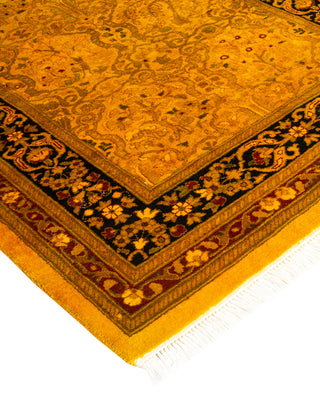 Contemporary Hand-Knotted Overdyed Gold Runner 2' 7" x 8' 0"