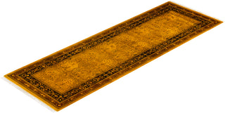 Contemporary Hand-Knotted Overdyed Gold Runner 2' 7" x 8' 0"