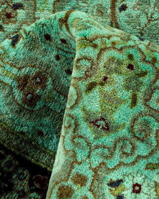 Modern Overdyed Hand Knotted Wool Green Runner 2' 6" x 8' 1"