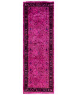 Overdyed Hand-Knotted Wool Modern-Contemporary Pink Runner 2' 6" x 7' 5"