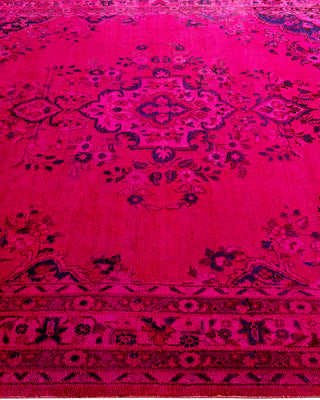 Contemporary Hand-Knotted Overdyed Pink Area Rug 7' 1" x 8' 5"