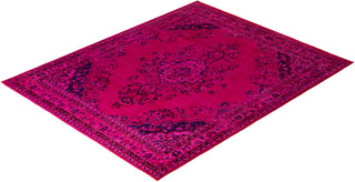 Modern Overdyed Hand Knotted Wool Pink Area Rug 7' 1" x 8' 5"