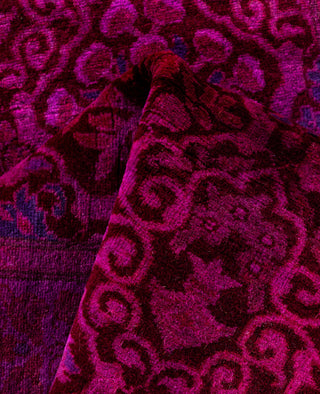 Contemporary Overdyed Wool Hand Knotted Pink Runner 2' 7" x 13' 10"