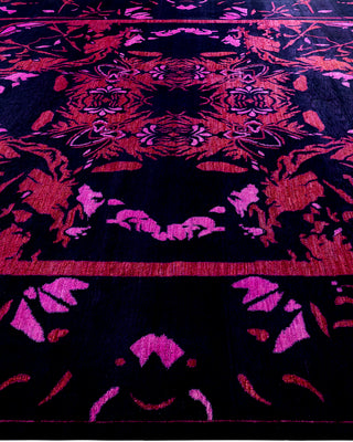 Contemporary Hand-Knotted Overdyed Black Area Rug 9' 10" x 13' 6"