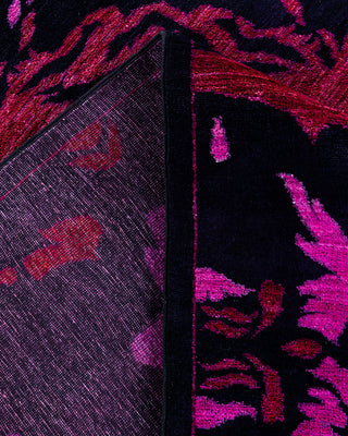 Contemporary Hand-Knotted Overdyed Black Area Rug 9' 10" x 13' 6"