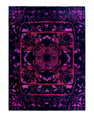 Contemporary Overyed Wool Hand Knotted Black Area Rug 9' 10" x 13' 6"