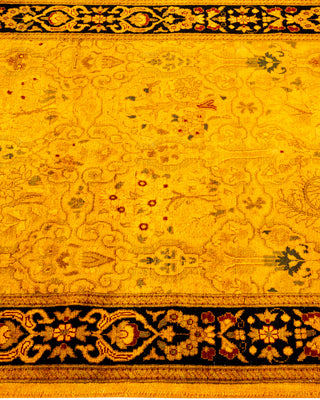 Modern Overdyed Hand Knotted Wool Gold Runner 2' 7" x 12' 3"