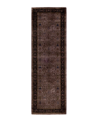 Contemporary Overyed Wool Hand Knotted Beige Runner 2' 8" x 8' 5"