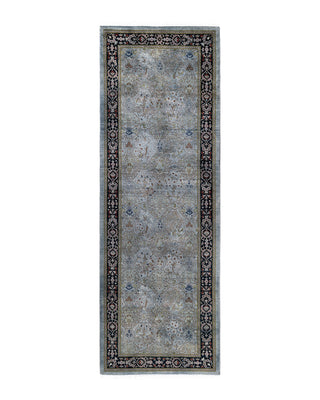 Contemporary Overyed Wool Hand Knotted Gray Runner 2' 7" x 7' 8"