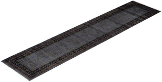 Contemporary Overdyed Wool Hand Knotted Gray Runner 2' 7" x 11' 6"