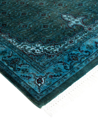 Modern Overdyed Hand Knotted Wool Blue Runner 2' 6" x 8' 6"