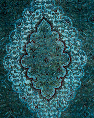 Contemporary Hand Knotted Overdyed Blue Runner 2' 6" x 8' 6"