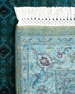 Contemporary Hand Knotted Overdyed Blue Runner 2' 6" x 8' 6"