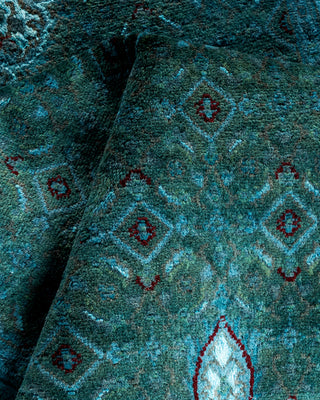 Contemporary Hand Knotted Overdyed Blue Runner 2' 6" x 8' 6"