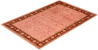 Modern Overdyed Hand Knotted Wool Pink Area Rug 6' 3" x 9' 4"