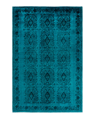 Contemporary Overyed Wool Hand Knotted Blue Area Rug 6' 2" x 9' 0"