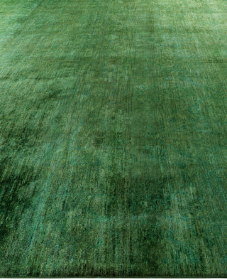 Overdyed One-of-a-Kind Wool Green Area Rug 12' 1" x 15' 8"